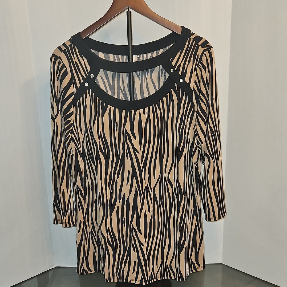 Elegant Black and Tan Zebra Print Blouse